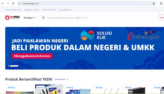 WEBSITE PENGADAAN BARANG DAN JASA INAPROC LKPP