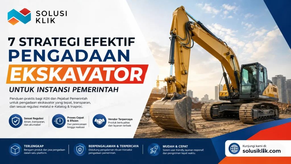 pengadaan ekskavator untuk instansi pemerintah. Pelajari strategi efektif, pemilihan vendor, dan proses cepat melalui e-Katalog