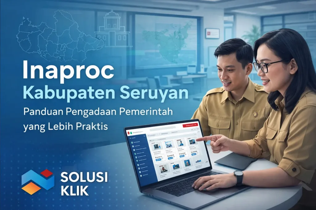 ASN menggunakan laptop untuk proses pengadaan digital Inaproc Kabupaten Seruyan bersama Solusi Klik