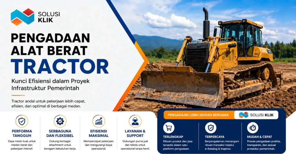 Pengadaan alat berat tractor untuk proyek pemerintah kini lebih mudah. Pelajari fungsi, manfaat, dan cara memilih penyedia terbaik secara efisien dan tepat.