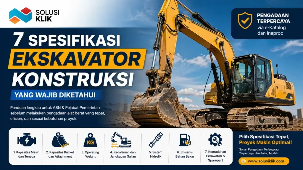 Pelajari spesifikasi ekskavator konstruksi yang wajib diketahui sebelum pengadaan. Panduan lengkap untuk pemerintah memilih alat berat yang tepat, efisien, dan sesuai kebutuhan proyek.