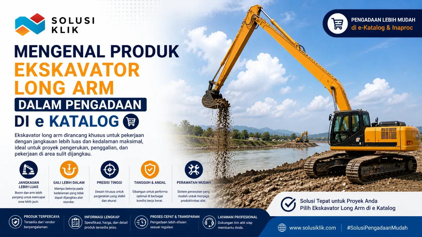 Mengenal Produk Ekskavator Long Arm dalam Pengadaan di e Katalog