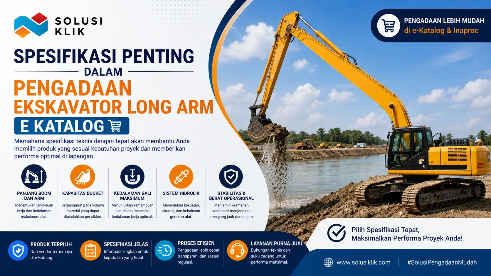 Spesifikasi Penting dalam Pengadaan Ekskavator Long Arm e Katalog