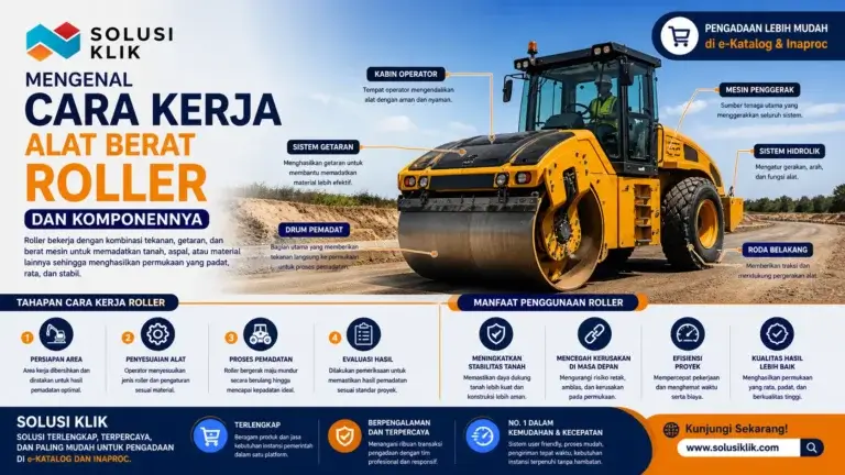 Pelajari cara kerja alat berat roller dan komponennya secara lengkap. Pahami fungsi, sistem kerja, dan manfaatnya untuk proyek konstruksi.