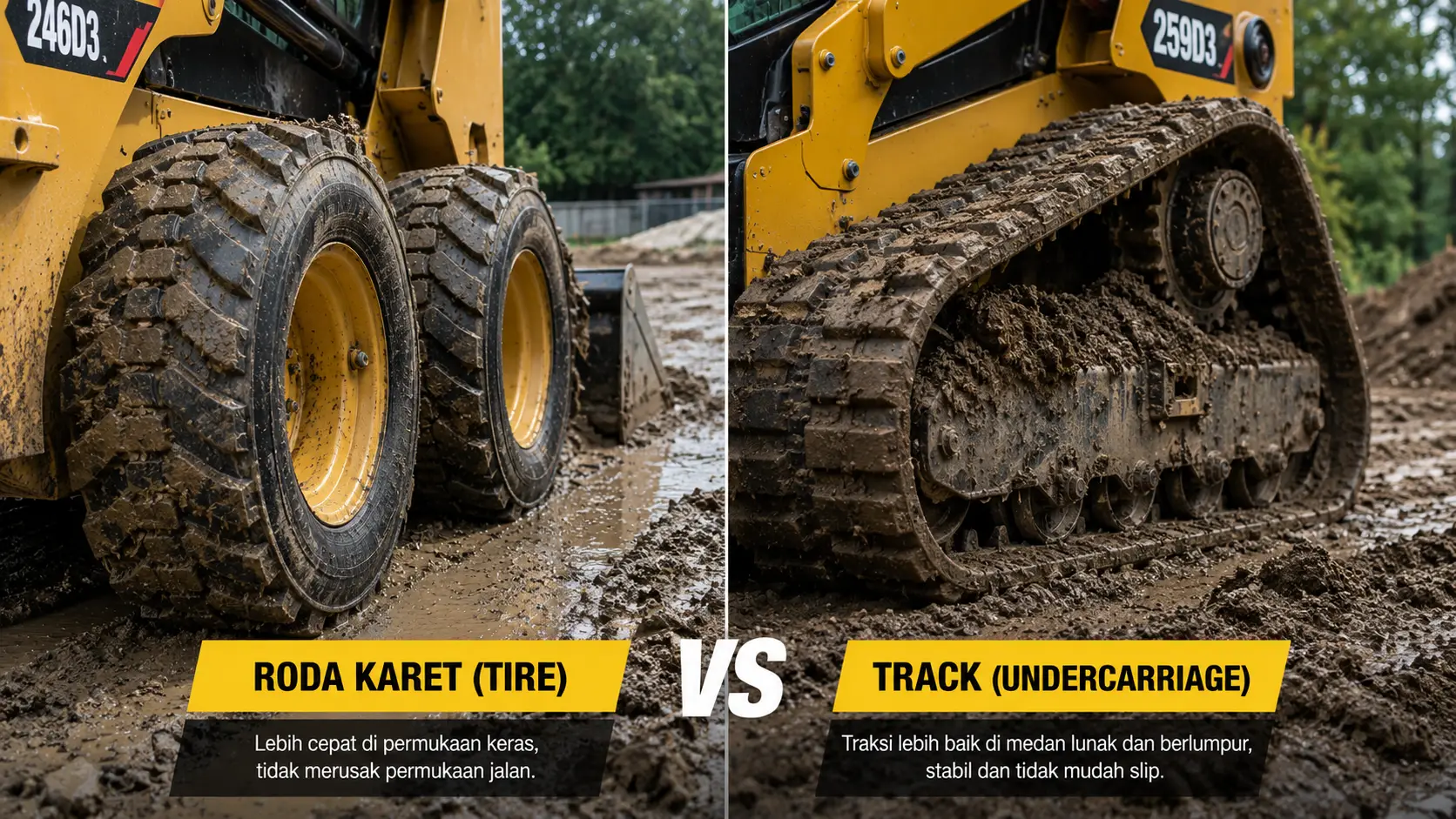 Harga Alat Berat Skid Steer untuk medan lunak dengan stabilitas tinggi