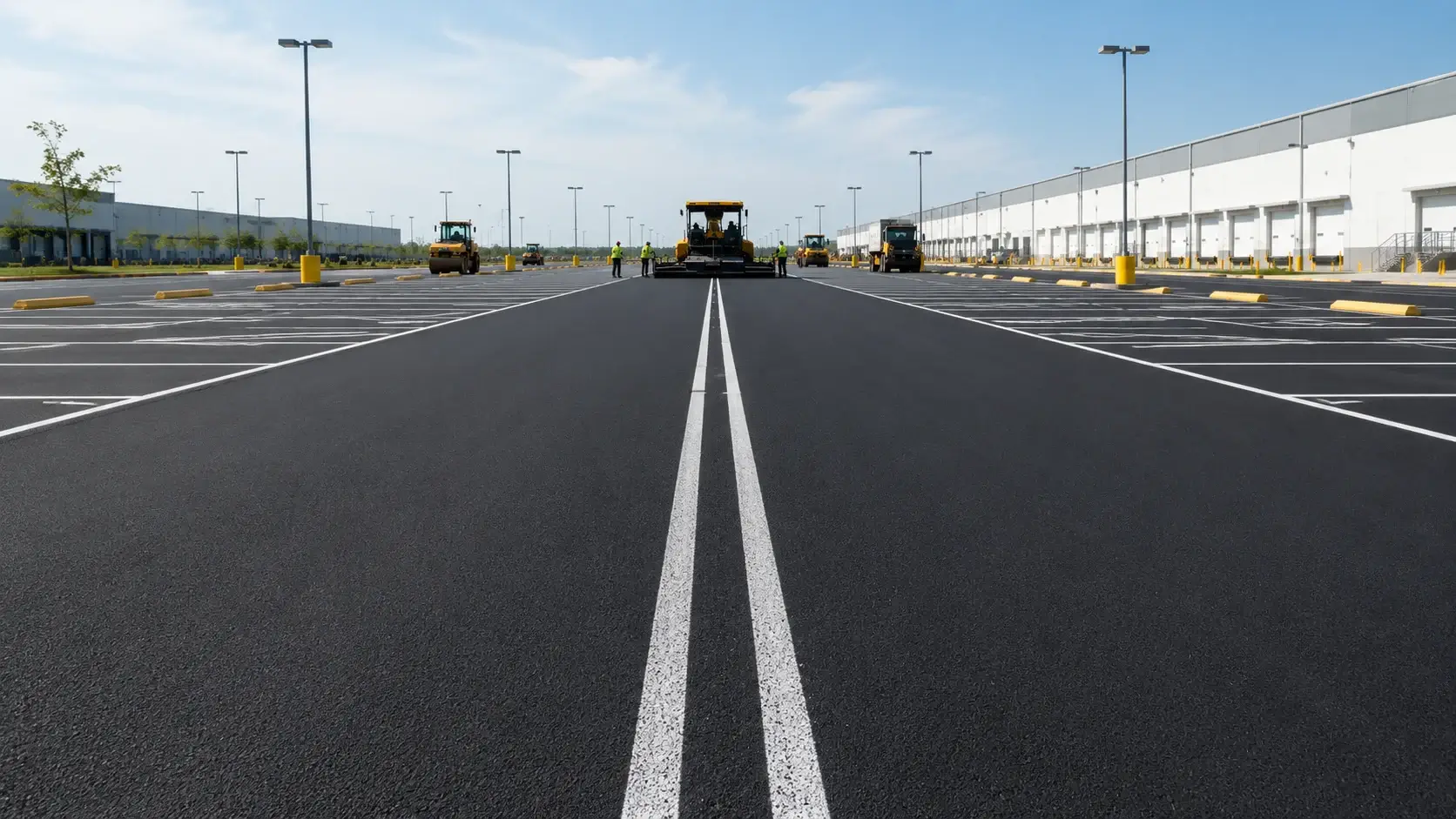 Hasil pengaspalan jalan menggunakan asphalt paver dengan permukaan aspal rata dan halus untuk pembahasan harga asphalt paver