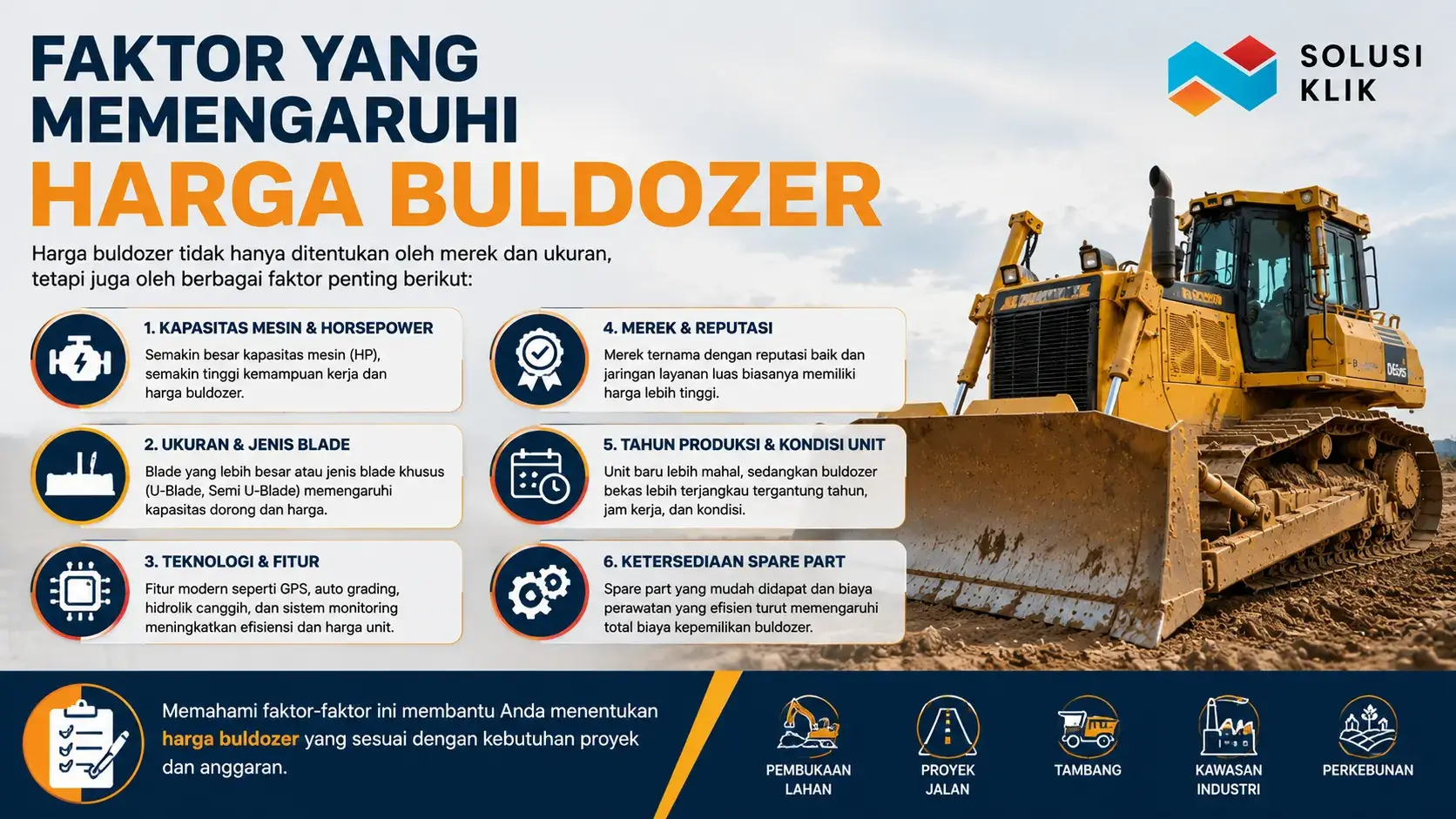 Informasi faktor yang memengaruhi harga buldozer terbaru di Indonesia