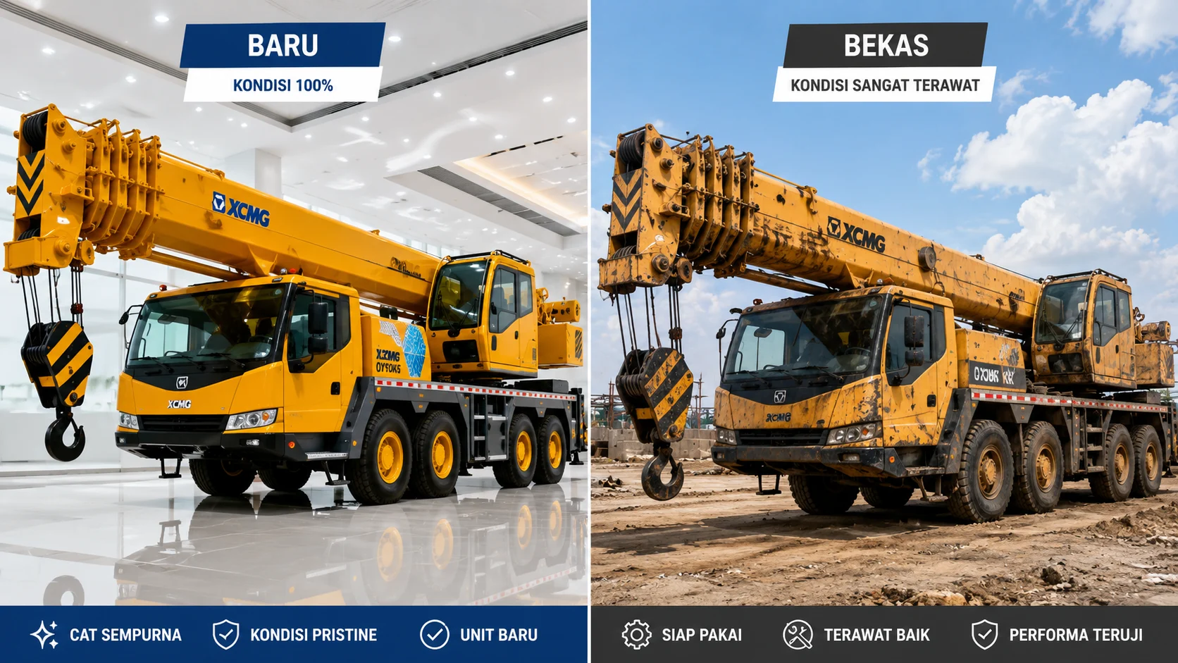 Harga mobile crane baru dan bekas dengan perbandingan kondisi unit