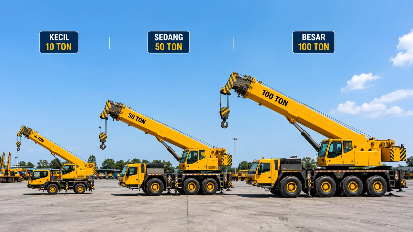 Harga mobile crane kecil sedang dan besar di area alat berat