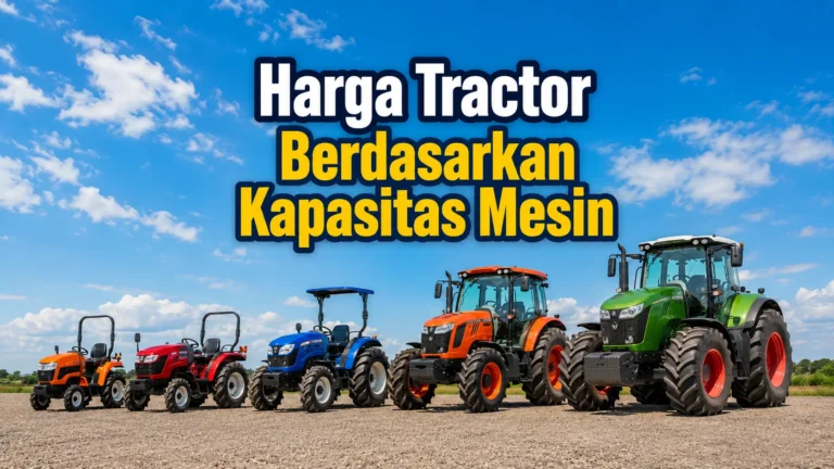 Harga tractor berbagai jenis di area lapangan terbuka dengan langit biru