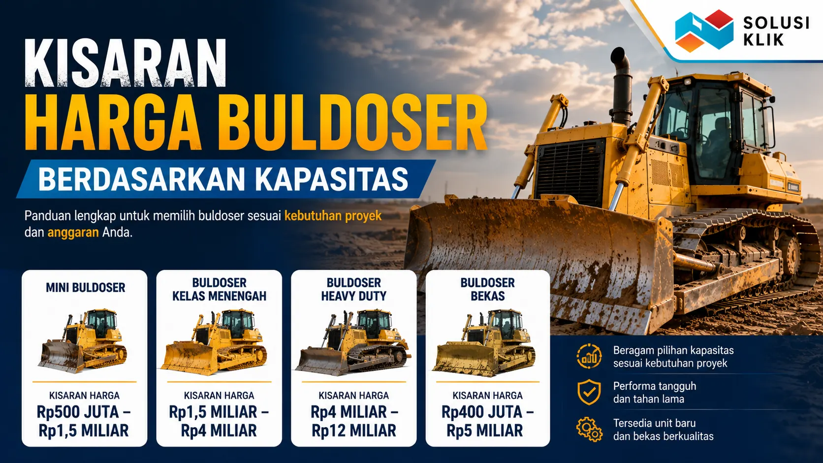 Harga buldoser mini, menengah, dan heavy duty untuk kebutuhan proyek