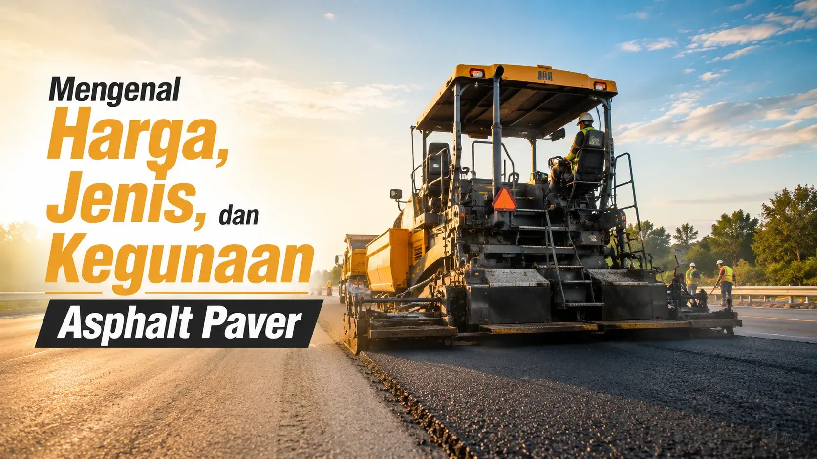 Mengenal harga asphalt paver, jenis, dan kegunaan asphalt paver modern yang sedang menghampar aspal di proyek pembangunan jalan raya