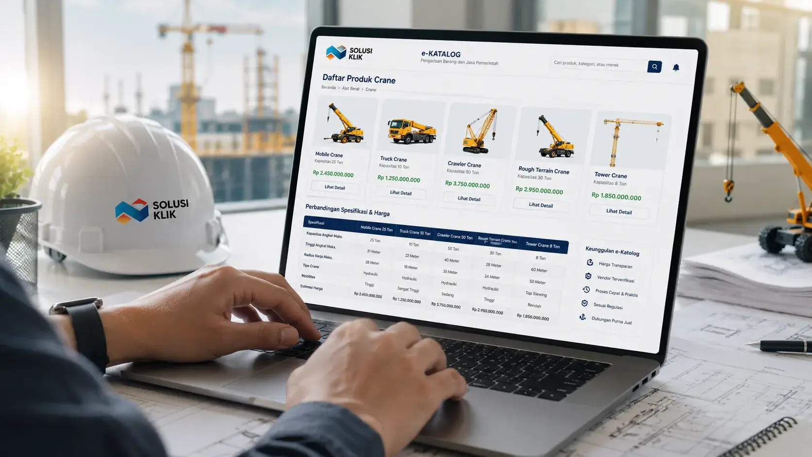 Pengadaan crane e katalog untuk industri dan konstruksi modern melalui platform digital terpercaya
