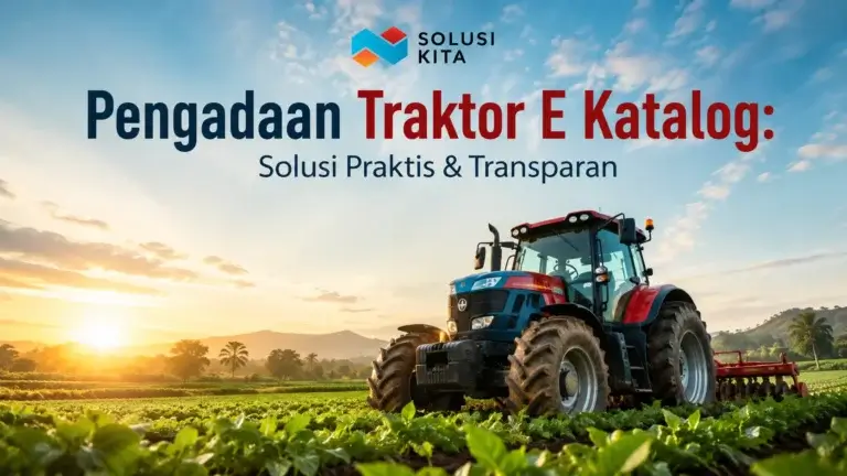 Pengadaan traktor E Katalog modern di lahan pertanian hijau dengan konsep profesional