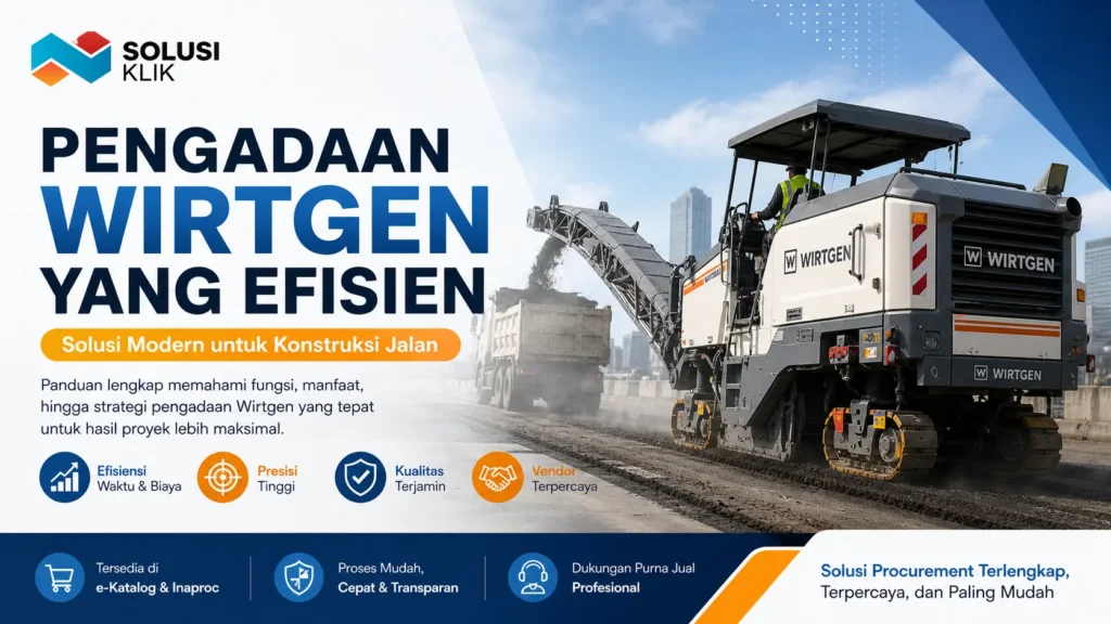 Pengadaan Wirtgen jadi lebih efektif dengan strategi tepat. Pelajari fungsi, spesifikasi, dan cara memilih vendor terpercaya bersama Solusi Klik.