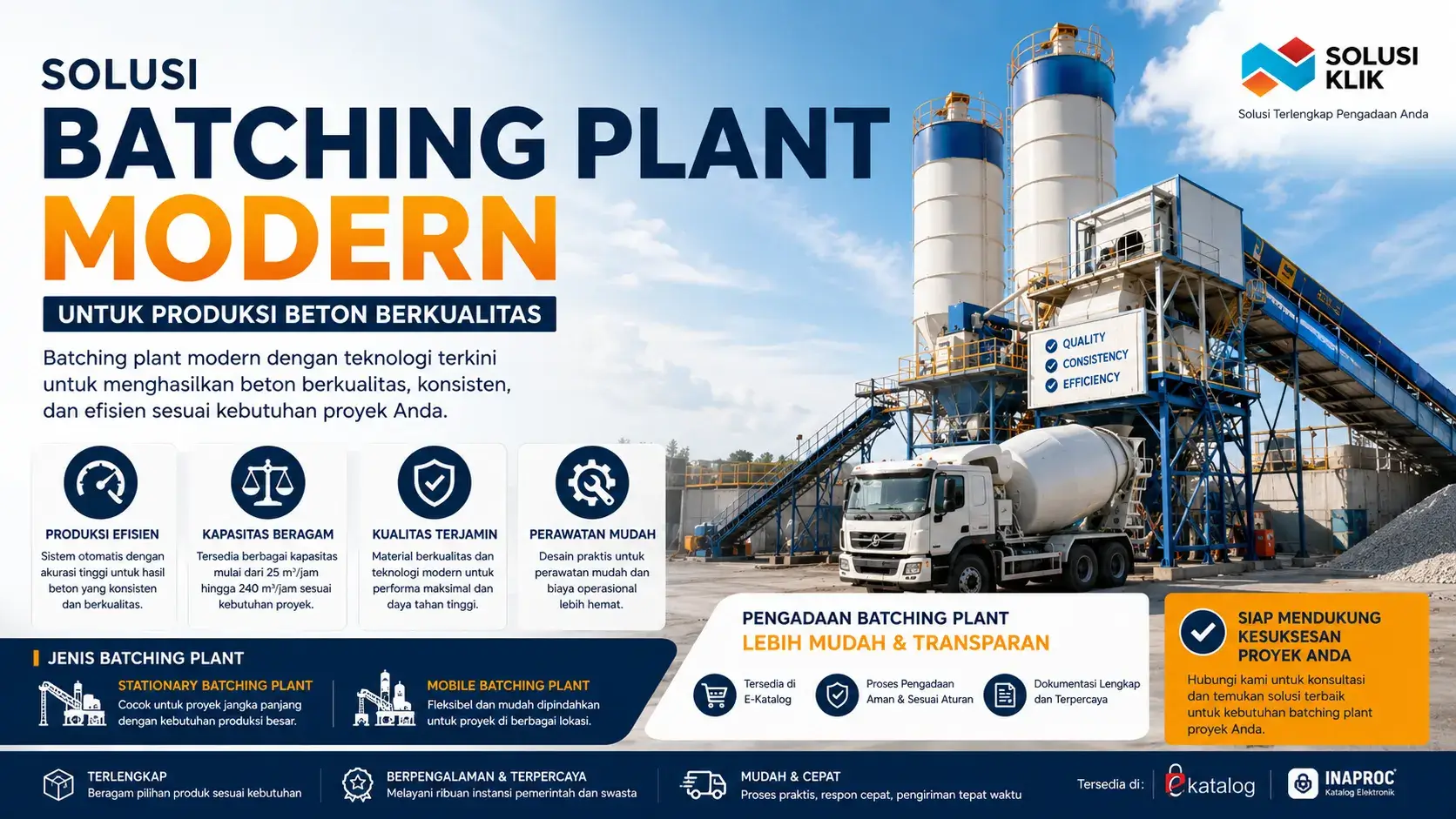 Solusi batching plant modern untuk produksi beton berkualitas melalui pengadaan batching plant e katalog