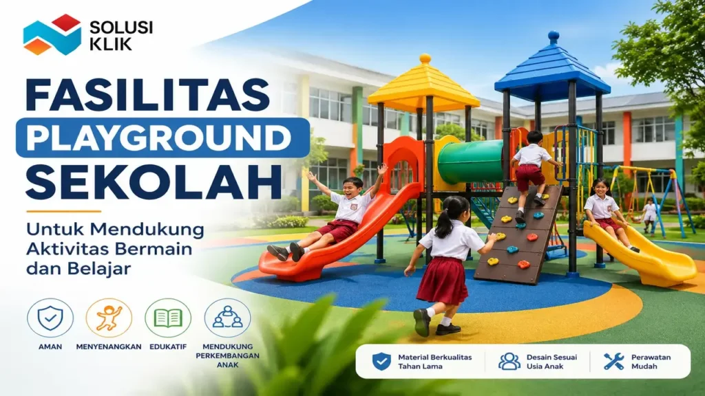Fasilitas playground sekolah modern dengan permainan edukatif yang aman untuk mendukung aktivitas bermain dan belajar anak.