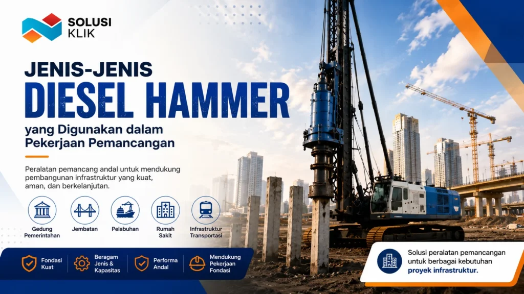 Ilustrasi jenis diesel hammer yang digunakan dalam pekerjaan pemancangan untuk pembangunan infrastruktur