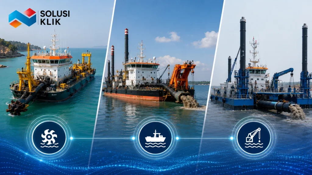Perbandingan jenis kapal dredger untuk proyek pengerukan laut dan pelabuhan.