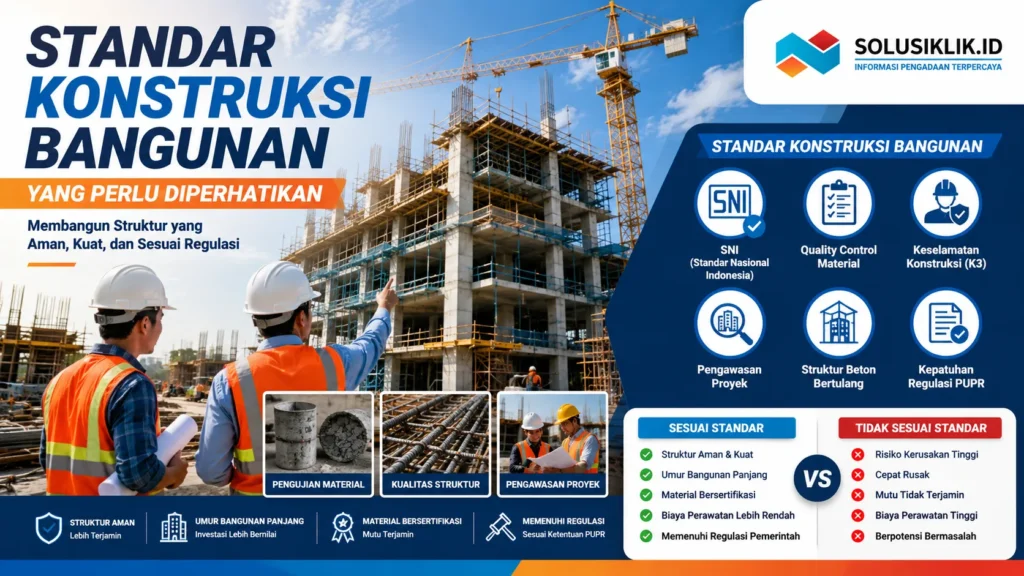 Standar Konstruksi Bangunan pada proyek gedung bertingkat dengan penerapan SNI, quality control, dan keselamatan konstruksi