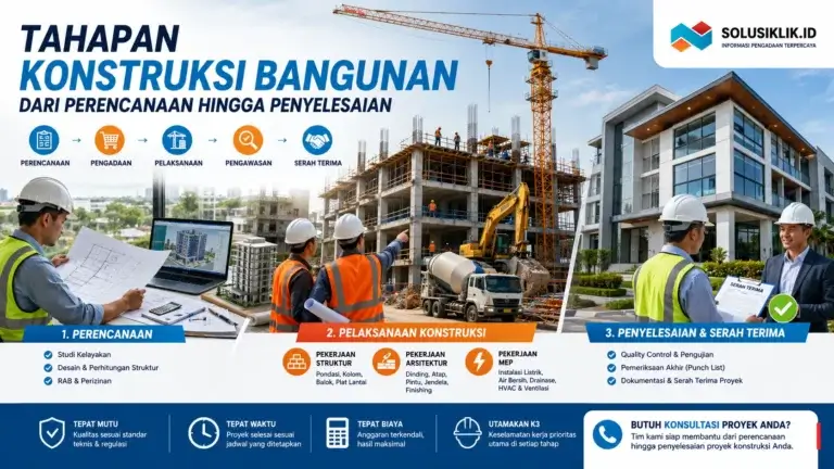 Tahapan Konstruksi Bangunan dari perencanaan, pengadaan, pelaksanaan, pengawasan hingga penyelesaian proyek gedung