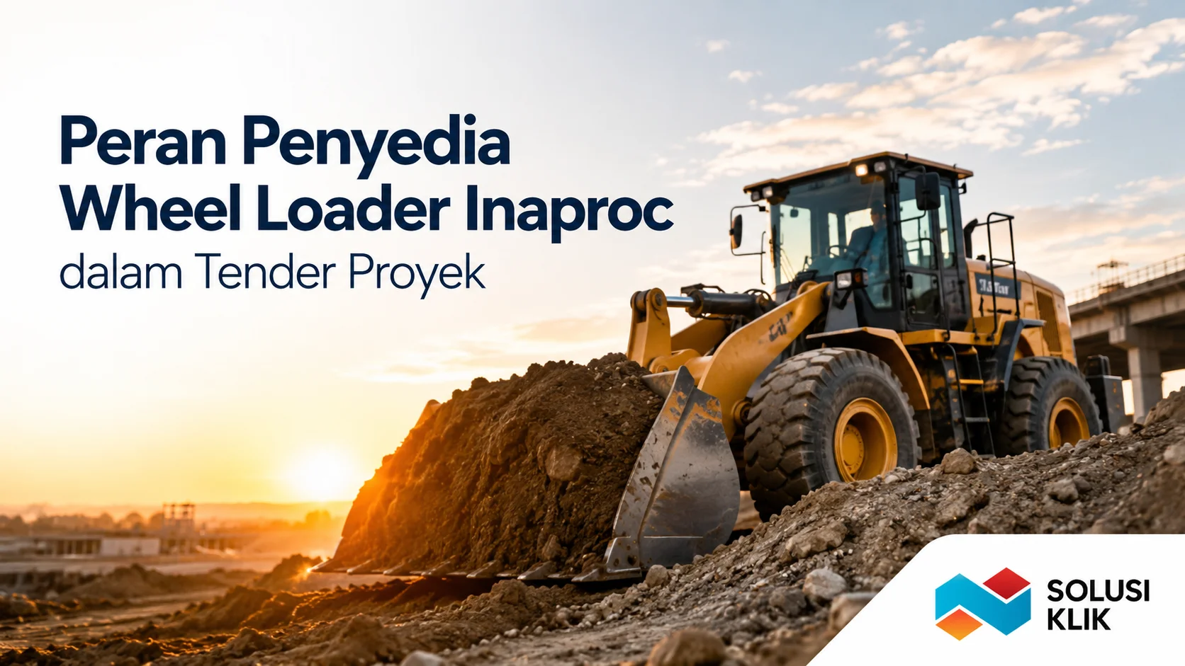 Panitia pengadaan sedang meninjau spesifikasi wheel loader dari penyedia Inaproc di lokasi proyek.